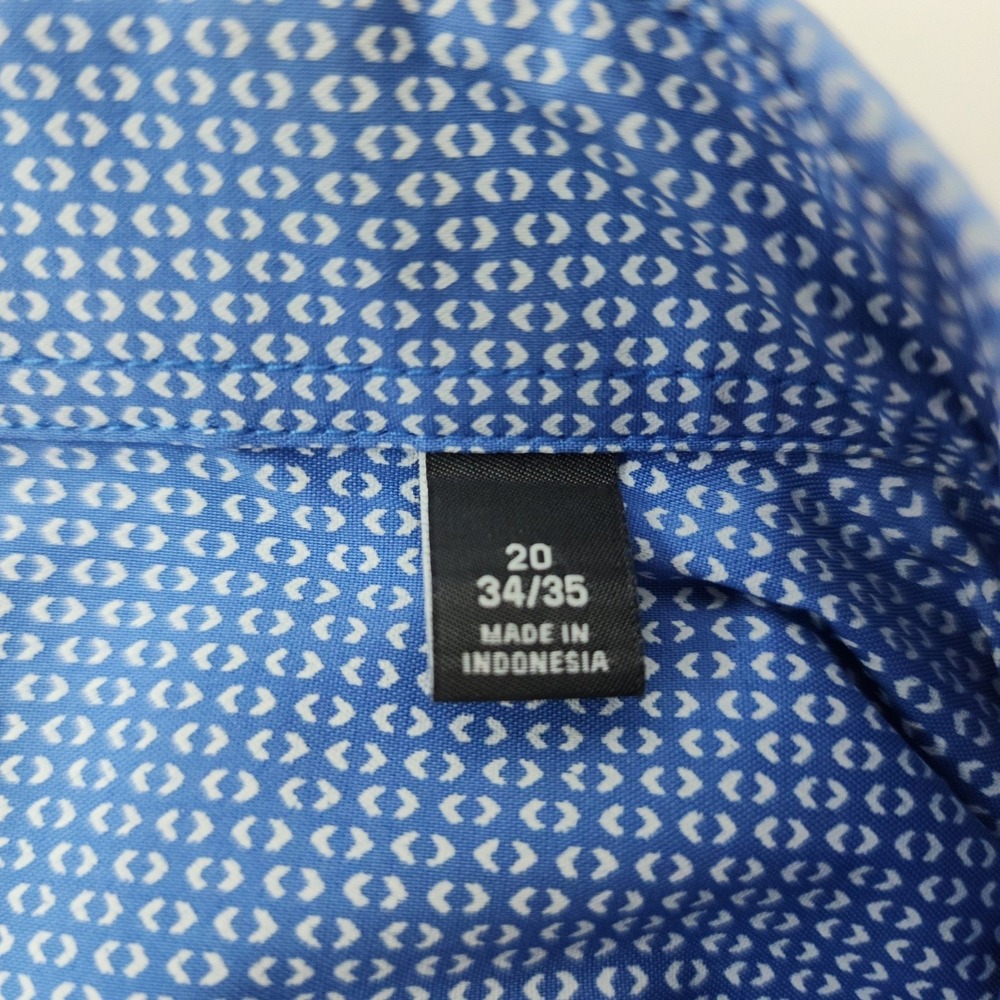 Van Heusen Flex Big Fit Mens Dress Shirt Blue Geometric Stretch Long Sleeve NEW - Picture 9 of 12